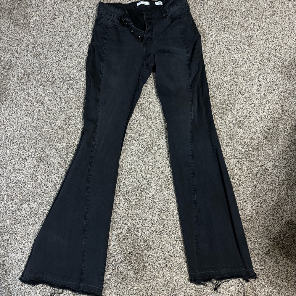 Black mid rise flare Kancan